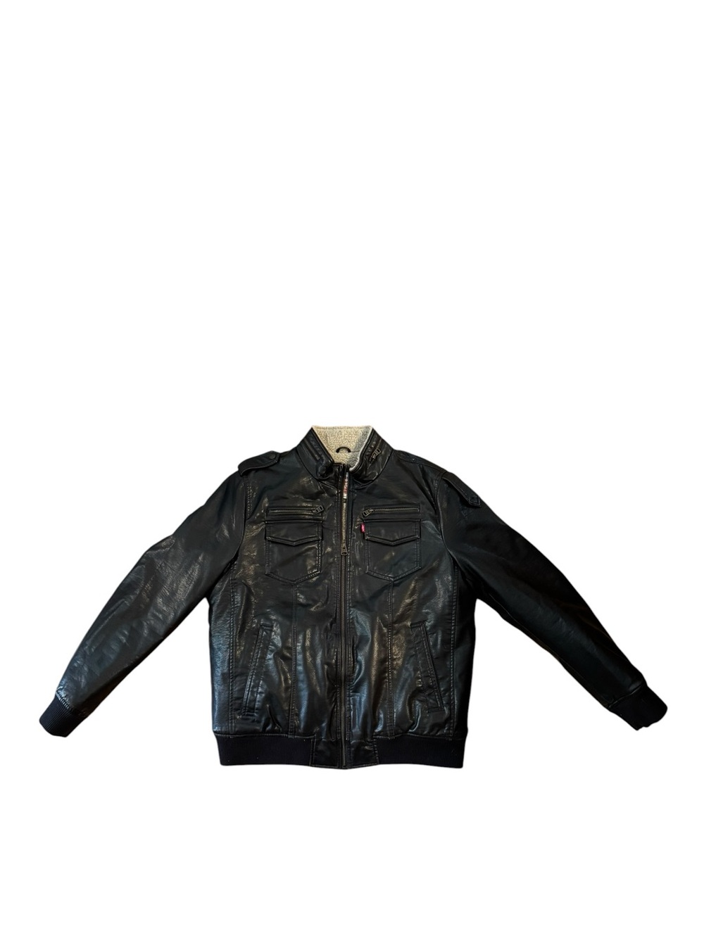 Levi’s Men's Black Faux Leather Bomber Jacket